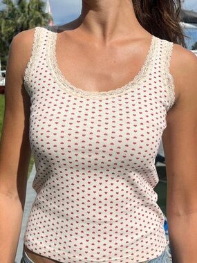 Brandy Melville Heart Tank Top with Lace
